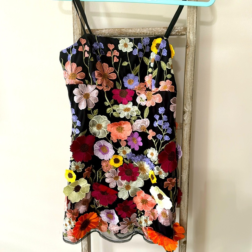 3D floral print cocktail dress